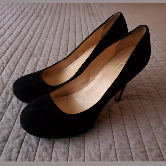 Kate Spade Lori Heel Black Suede Pump MSRP $328 - Picture 4 of 9